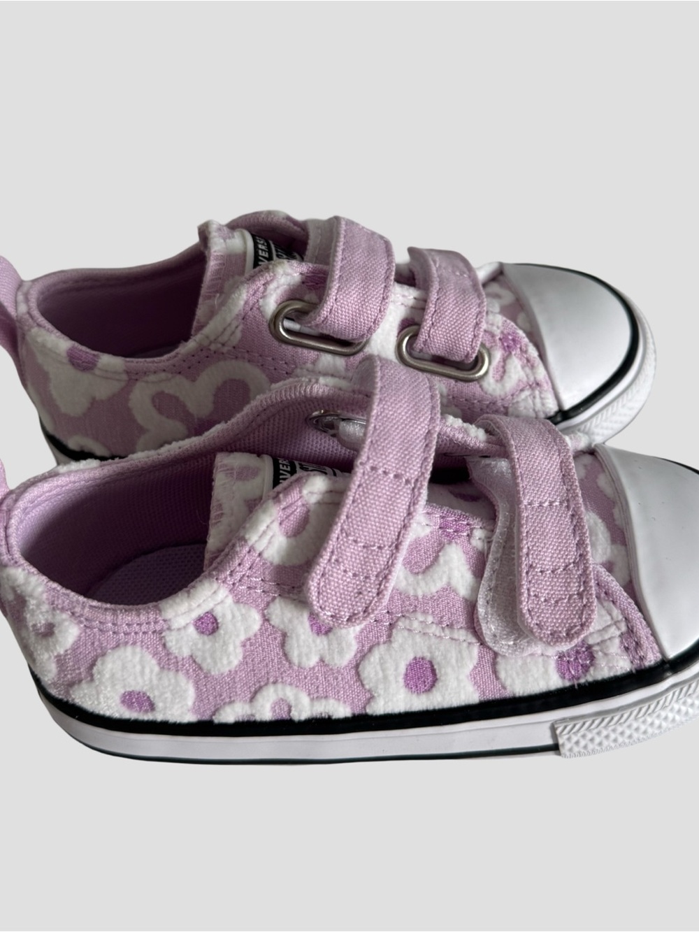 Converse Kids Lilac and White Floral Canvas Sneakers